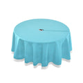 Qilmy Blue Solid Color Outdoor Tablecloth 60 Inch Waterproof Round Tablecloth With Umbrella Hole And Zipper For Backyard Party B