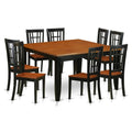 East West Furniture PFNI9-BCH-W 9 Piece Dining Room Furniture Set Includes a Square Kitchen Table with Butterfly Leaf and 8 Dining Chairs, 54x54 Inch, Black & Cherry