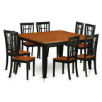 East West Furniture PFNI9-BCH-W 9 Piece Dining Room Furniture Set Includes a Square Kitchen Table with Butterfly Leaf and 8 Dining Chairs, 54x54 Inch, Black & Cherry
