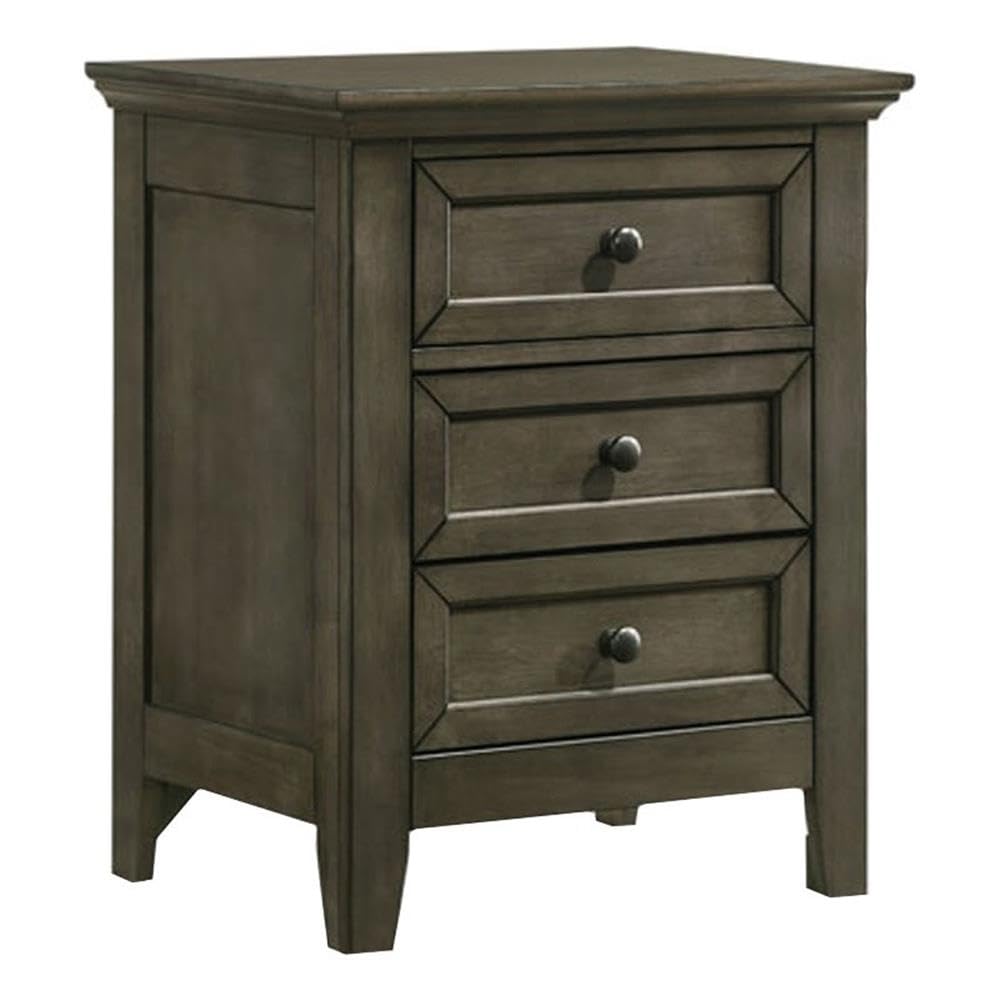 Intercon San Mateo Nightstand, 3 Drawer Bedside Table, Gray