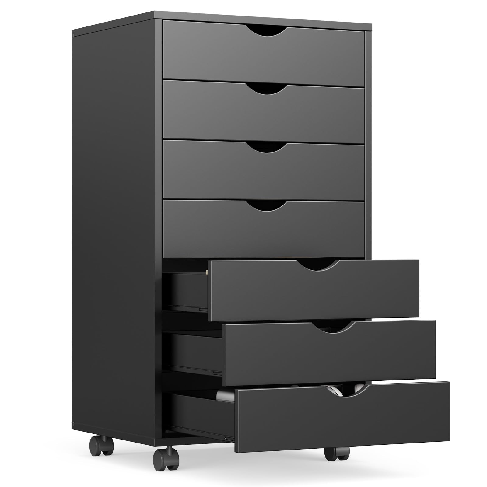 OLIXIS 7 Drawer Mobile File Cabinet Under Desk Storage Organization with Wheels Vertical Filing Chest Rolling Wood Small Desk Pr