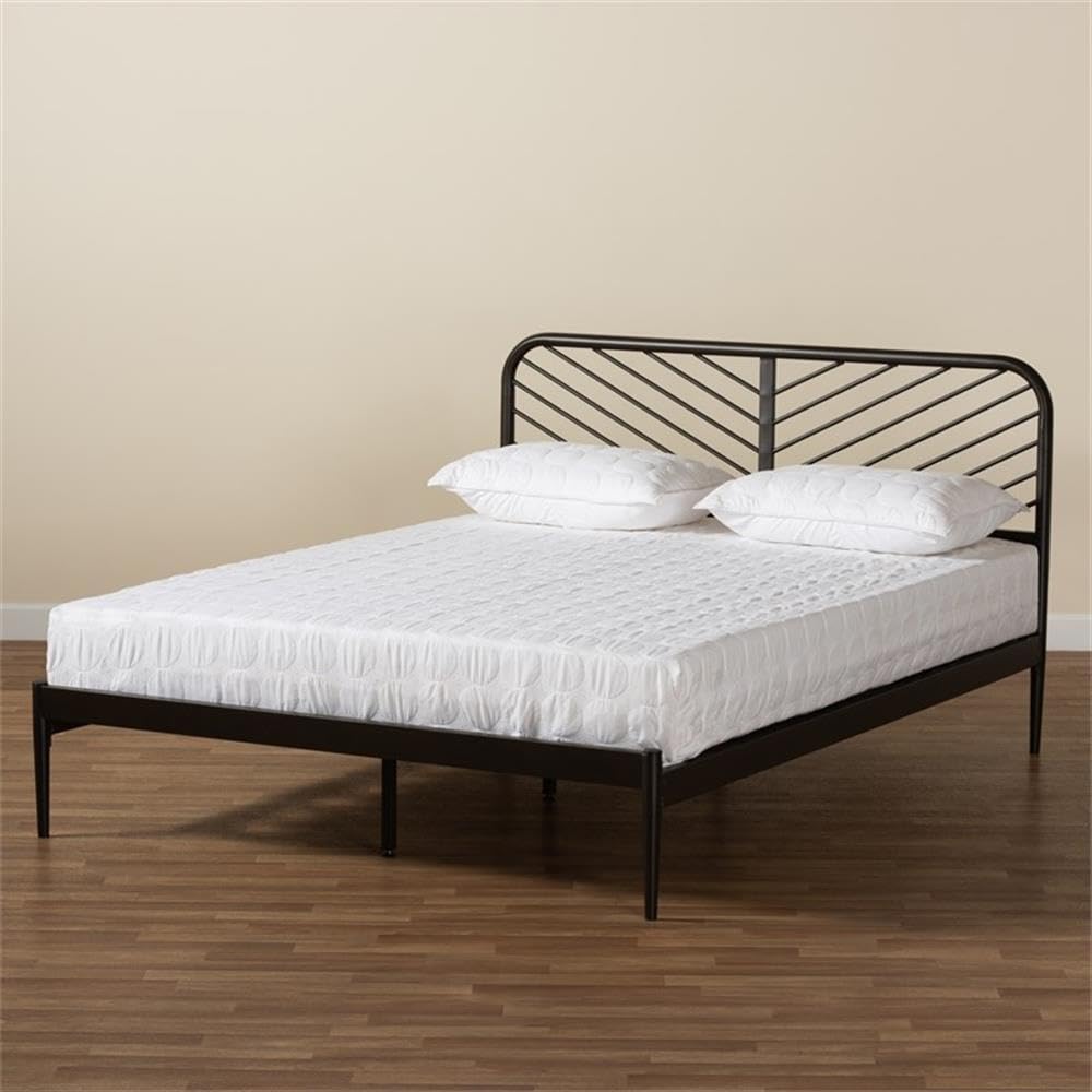 Baxton Studio Dora Modern and Contemporary Industrial Black Finished Metal Queen Size Platform Bed