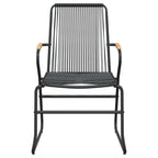 vidaXL 22.8x23.2x33.7 Inches Black PVC Rattan Garden/Patio Chairs with Solid Teak Wood, Weather-Resistant, Comfortable Seating Experience, Set of 4