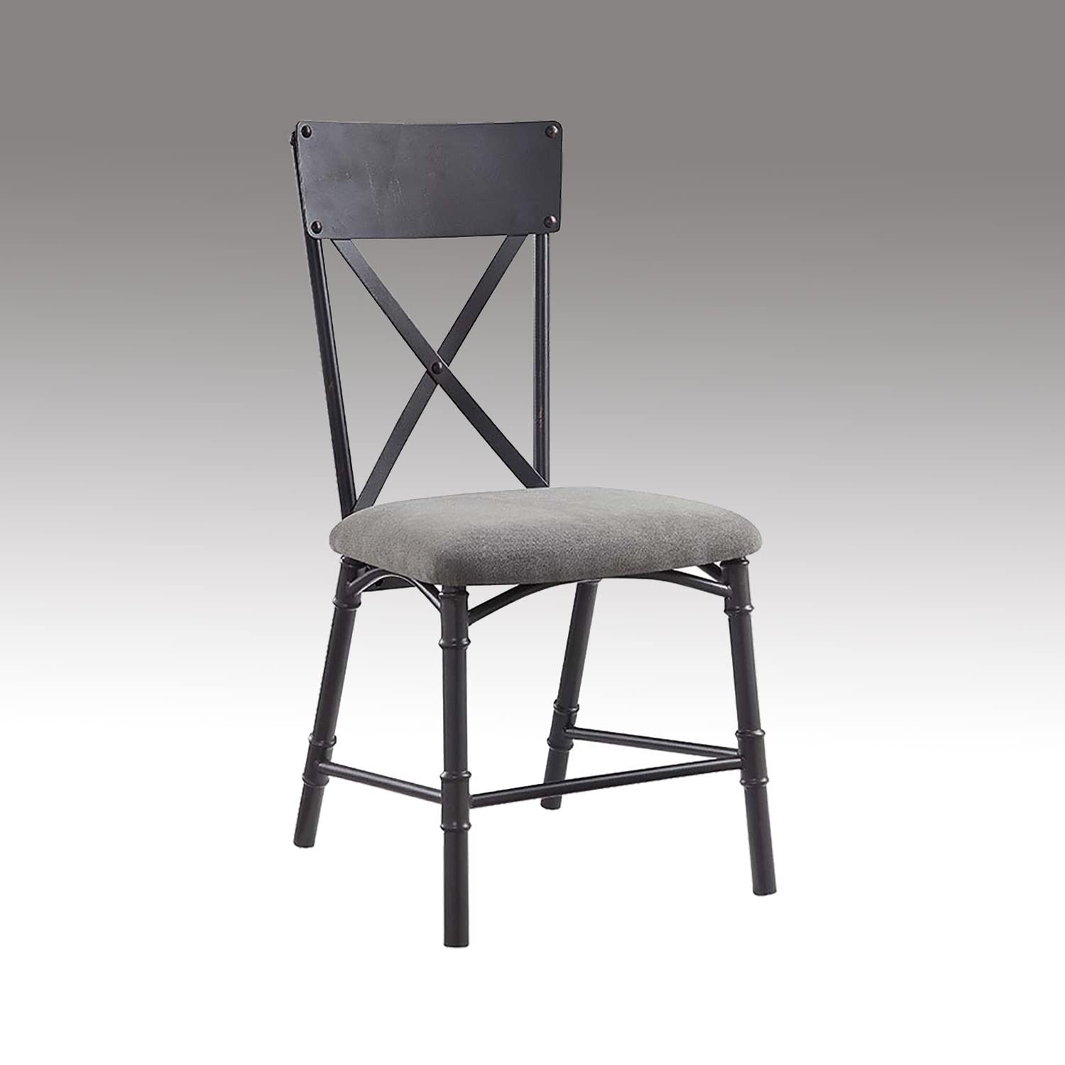 ACME Set of 2 Side Chair in Gray and Sandy Black Finish