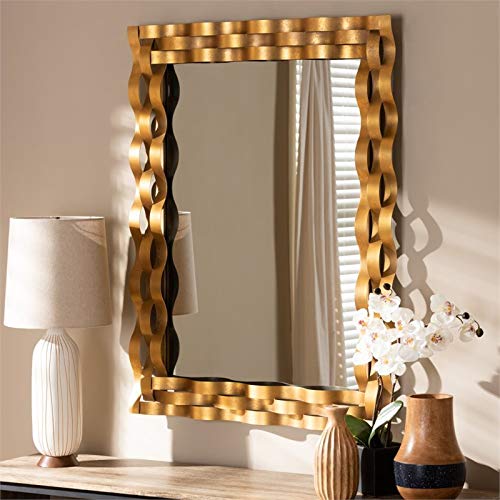 Baxton Studio Arpina Modern and Contemporary Antique Gold Finished Rectangular Accent Wall Mirror