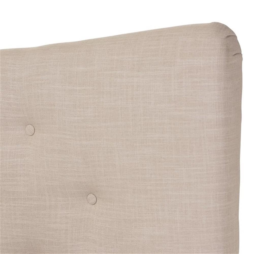 Baxton Studio Hannah Mid-Century Modern Beige Linen Queen Size Platform Bed