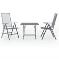 vidaXL 3 Piece Patio Dining Set in Durable Anthracite Steel - Weather and Rust Resistant Outdoor Furniture Set with Adjustable Chairs and Convenient Folding Design for Space Saving.
