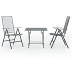 vidaXL 3 Piece Patio Dining Set in Durable Anthracite Steel - Weather and Rust Resistant Outdoor Furniture Set with Adjustable Chairs and Convenient Folding Design for Space Saving.