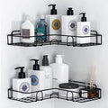 Gopinath Store Corner Shelf Organiser For Bathroom, Black Metal, 2Piece Set