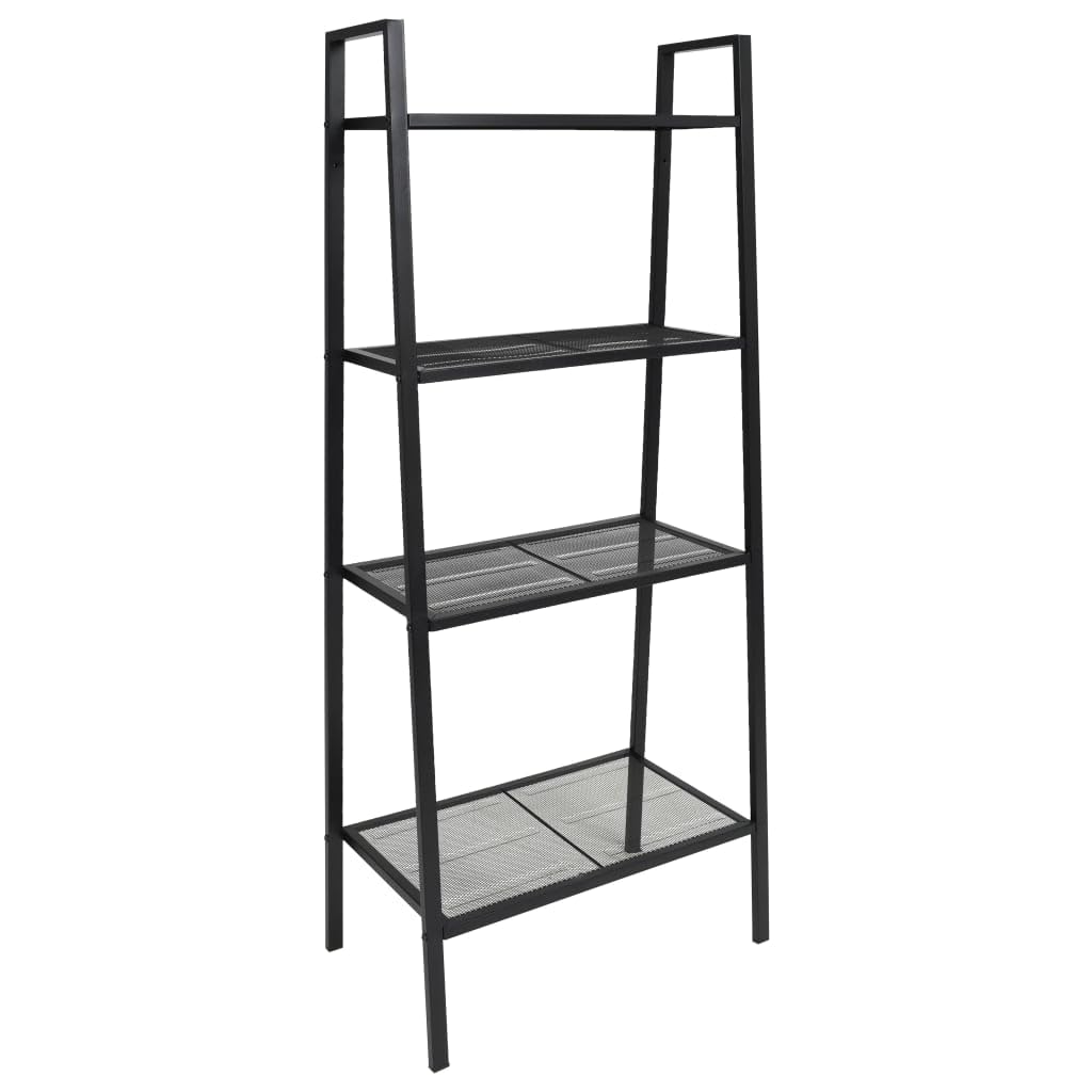 vidaXL - 4 Tiers Metal Ladder Bookcase, Versatile Design, for Storage or Displaying Decorative Pieces, Easy Assembly, Black