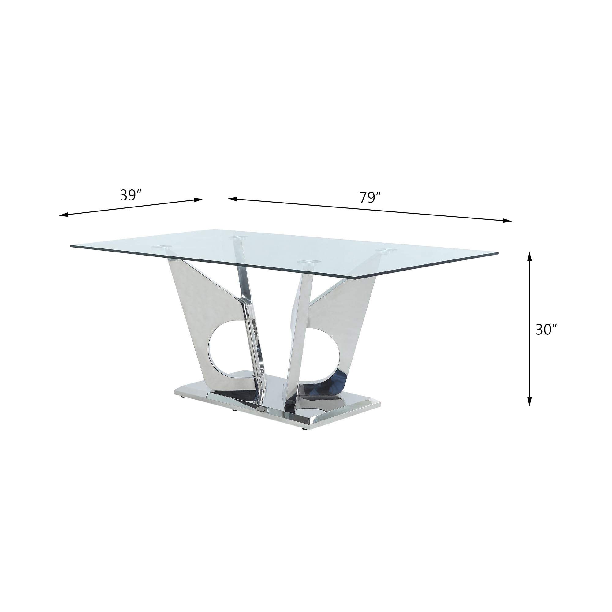 Acme Azriel Dining Rectangular Glass Top Table - Thumbnail 4