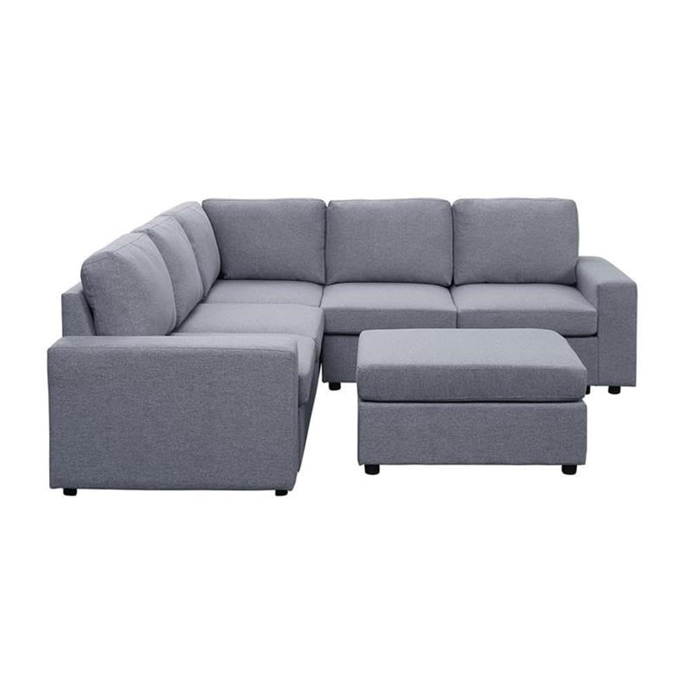 Lilola Home Elliot Light Gray Linen 6 Seat Reversible Modular Sectional Sofa