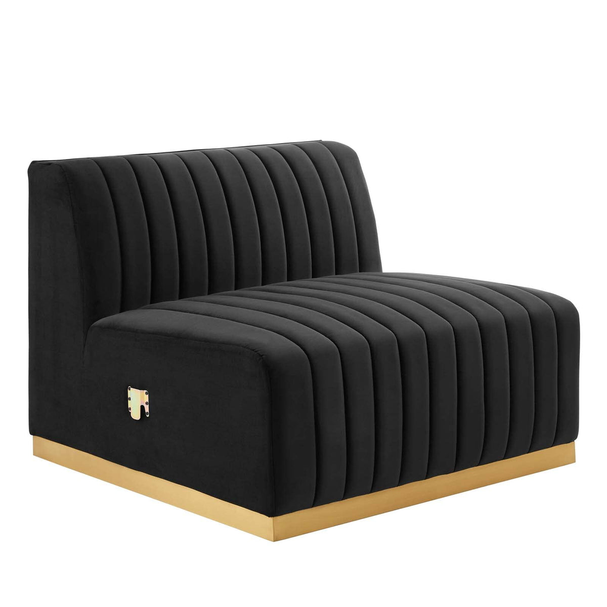 Modway Conjure Channel Tufted Performance Velvet Armless Chair In Gold/Black