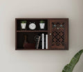 WOODEN GALAXY LIFE WITH FURNITURES Solid Sheesham Wood Book Shelf for Wall 2 Open Shelves & 1 Drawer for Bedroom Wooden Wall Mou