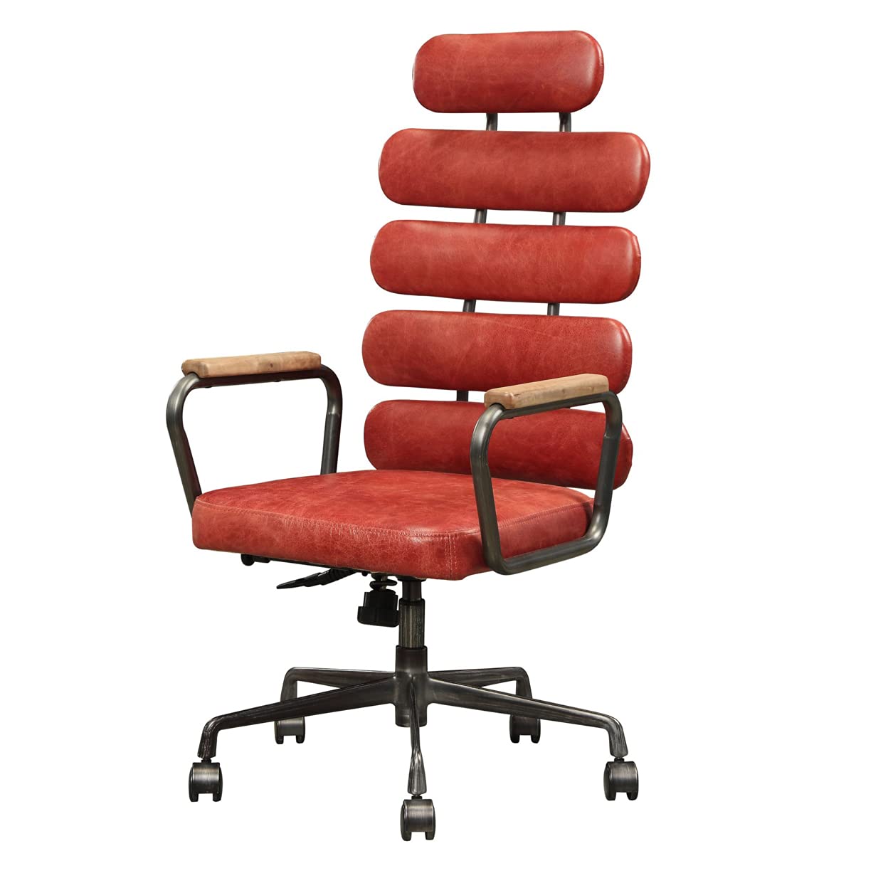 ACME Calan Executive Office Chair - - Vintage Red Top Grain Leather