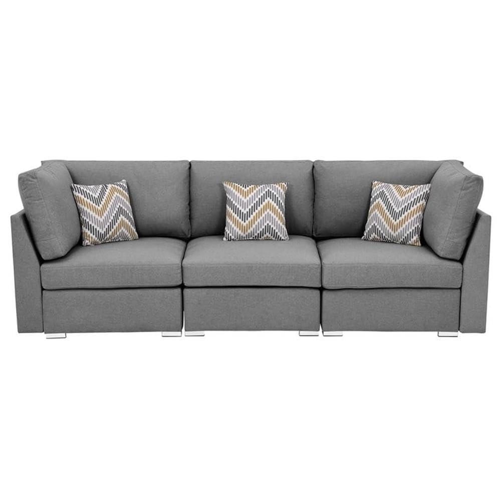Lilola Home Amira Gray Fabric Sofa Couch - Thumbnail 4