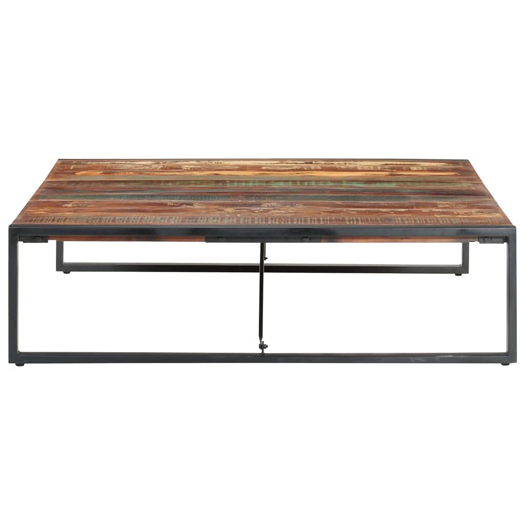 vidaXL Large Square Coffee Table - Solid Reclaimed Wood - Industrial Style - Steel Legs - Natural Finish