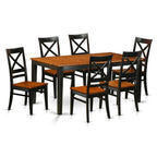 East West Furniture NIQU7-BCH-W 7 Piece Dining Room Table Set Consist of a Rectangle Kitchen Table with Butterfly Leaf and 6 Dining Chairs, 36x66 Inch, Black & Cherry