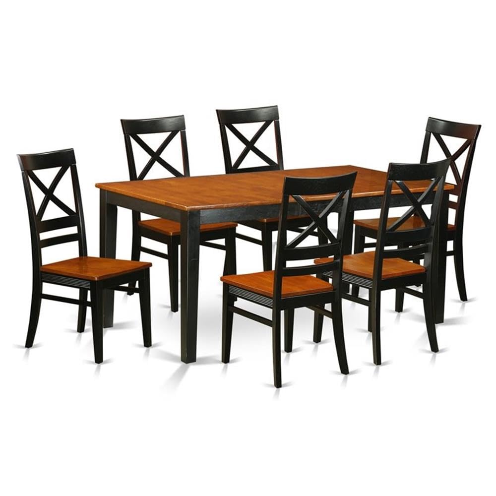East West Furniture NIQU7-BCH-W 7 Piece Dining Room Table Set Consist of a Rectangle Kitchen Table with Butterfly Leaf and 6 Dining Chairs, 36x66 Inch, Black & Cherry