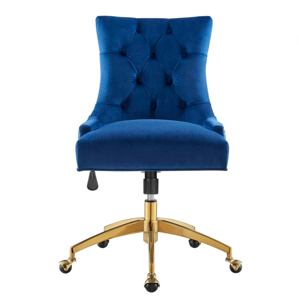 Modway Regent Tufted Performance Velvet Swivel Office Chair, Gold Navy