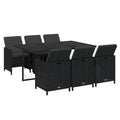 vidaXL Patio Dining Set 7 Piece with Cushions Garden Outdoor Terrace Balcony Backyard Table and Chair Seat Seating Furniture Poly Rattan Black