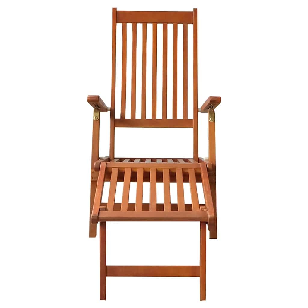 vidaXL Solid Acacia Wood Patio Deck Chair with Footrest and Cushion Garden Outdoor Sun Lounger Sun Bed Day Bed Wooden Adjustable Foldable