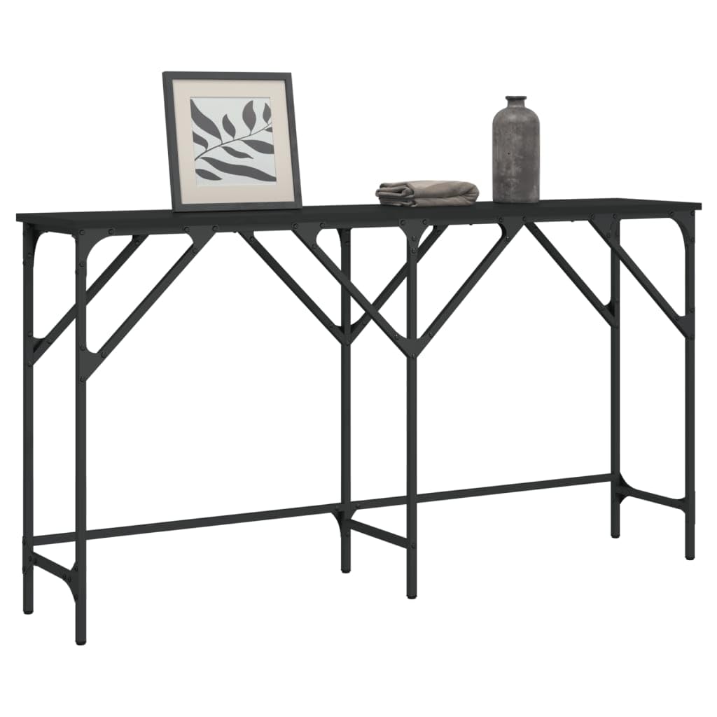 vidaXL Console Table in Black, Engineered Wood with Smooth Surface, Robust Metal Frame, Perfect for Living Room or Entryway, 55.1"x11.4"x29.5"
