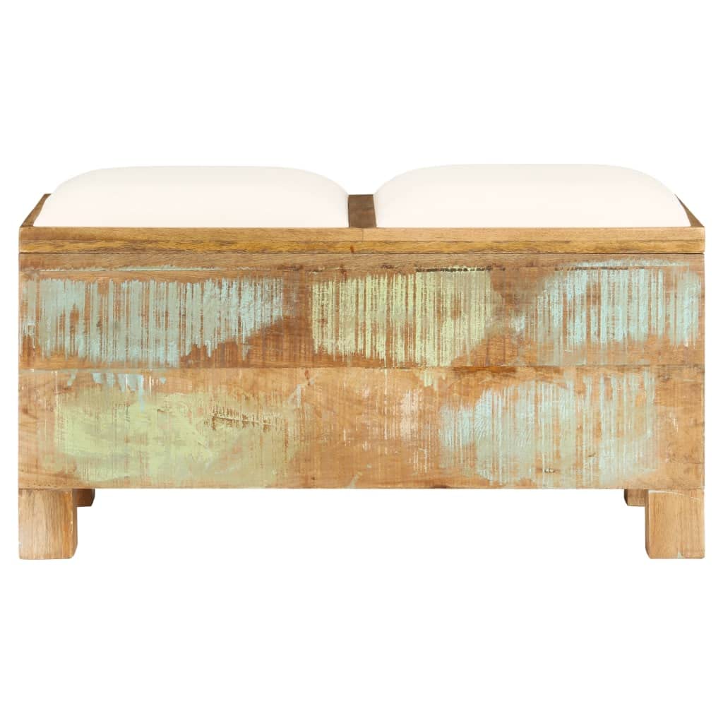 vidaXL Solid Reclaimed Wood Storage Bench - Retro, Farmhouse Style, 31.5"x15.7"x15.7" - Durable, Stable - No Assembly Required