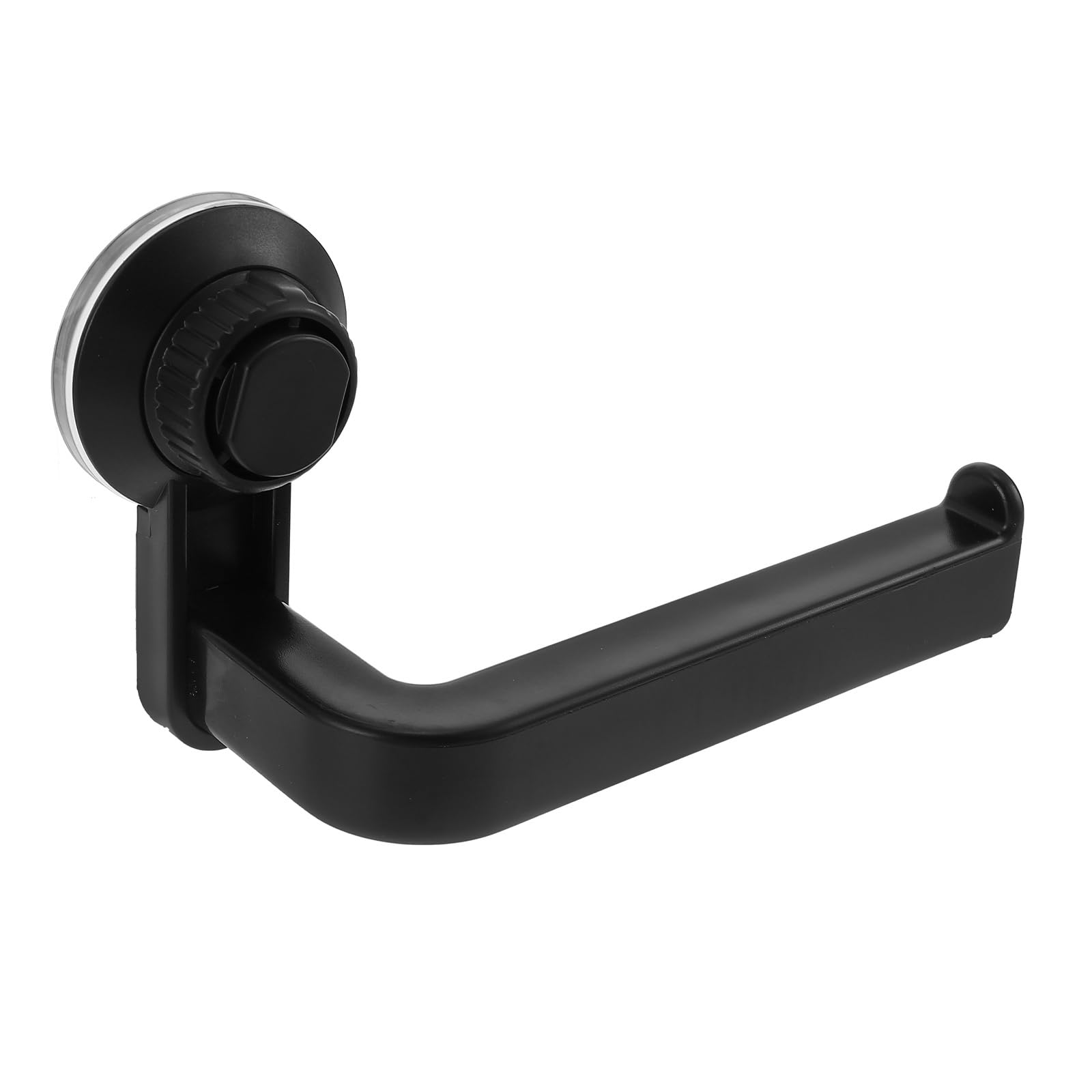 Toilet Paper Holder Wall Mount, ABS Vacuum Suction Cup Tissue Roll Holder for Bathroom Paper Dispenser (6.4x3.9 inch) (Black)