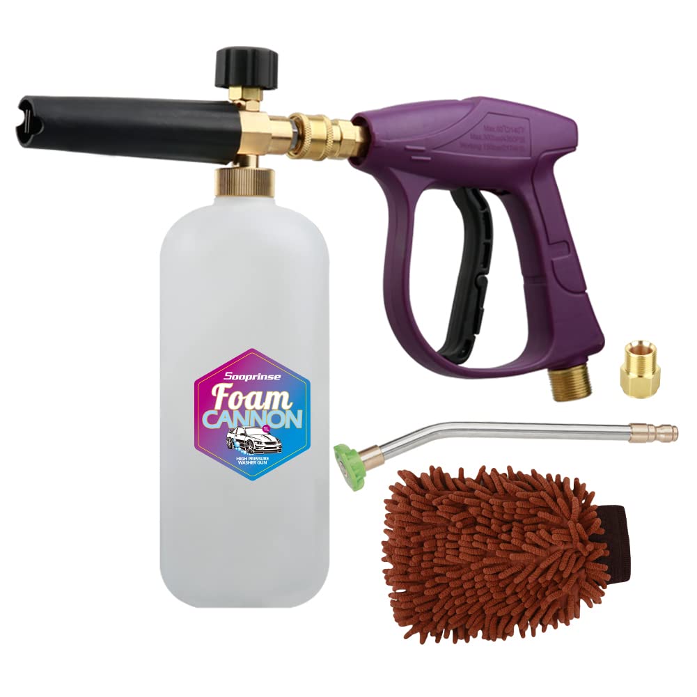 Sooprinse Foam Cannon Snow Foam Lance Nozzle Pressure Washer Jet Wash,Foam Cannon Lance Kit With Pressure Washer Spray Gun,30 De