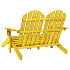 vidaXL Comfortable 2-Seater Patio Adirondack Chair with Detachable Ottomans in Solid Fir Wood - Yellow