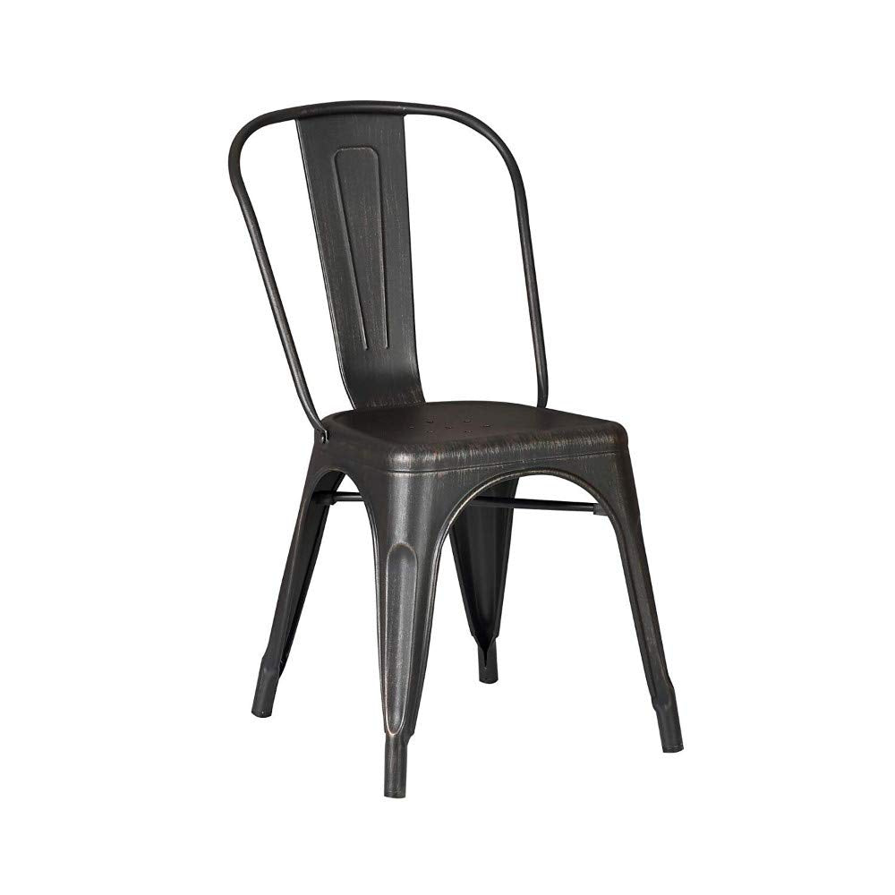 Home Roots Furniture 18' Seat Height Distressed Black Metal Dining Chair - Set of 2