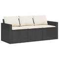 vidaXL Patio Sofa with Cushions 3-Seater Outdoor Seating Black Poly Rattan - Weather Resistant & Removable Covers