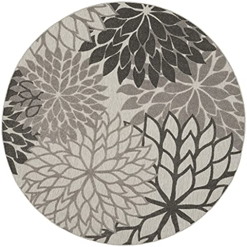 HomeRoots Silver Grey 100% Polypropylene 8’ Round Silver and Gray Indoor Outdoor Area Rug