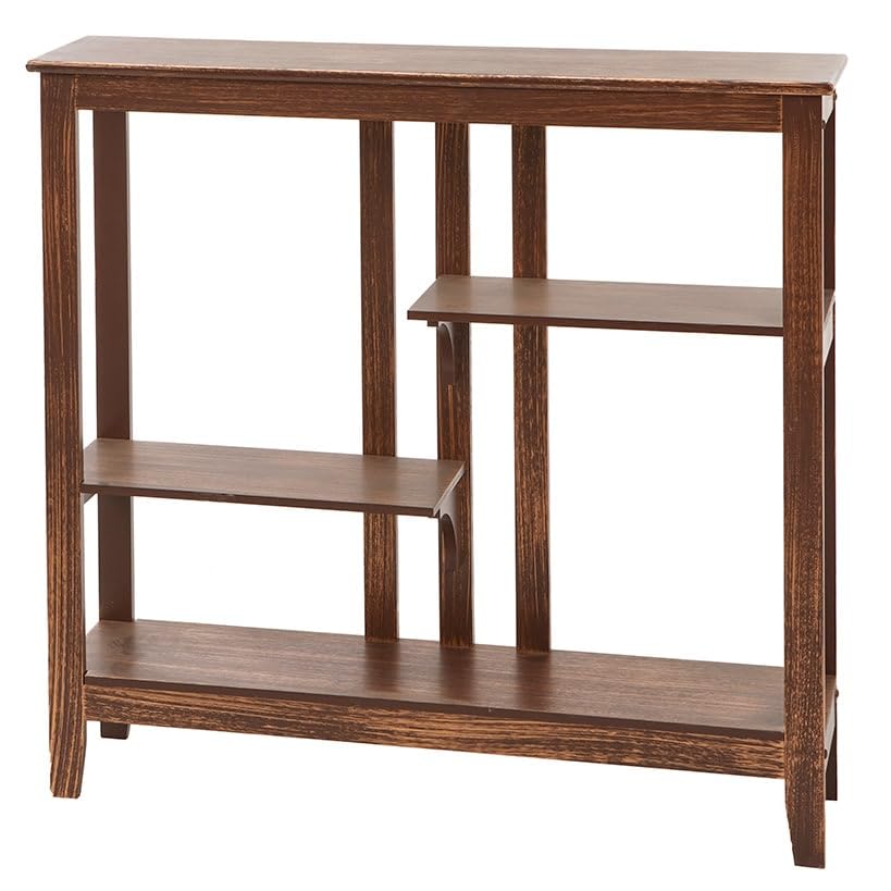 Brushed Metallic Console Table with Display Shelves  Brown/Bronze