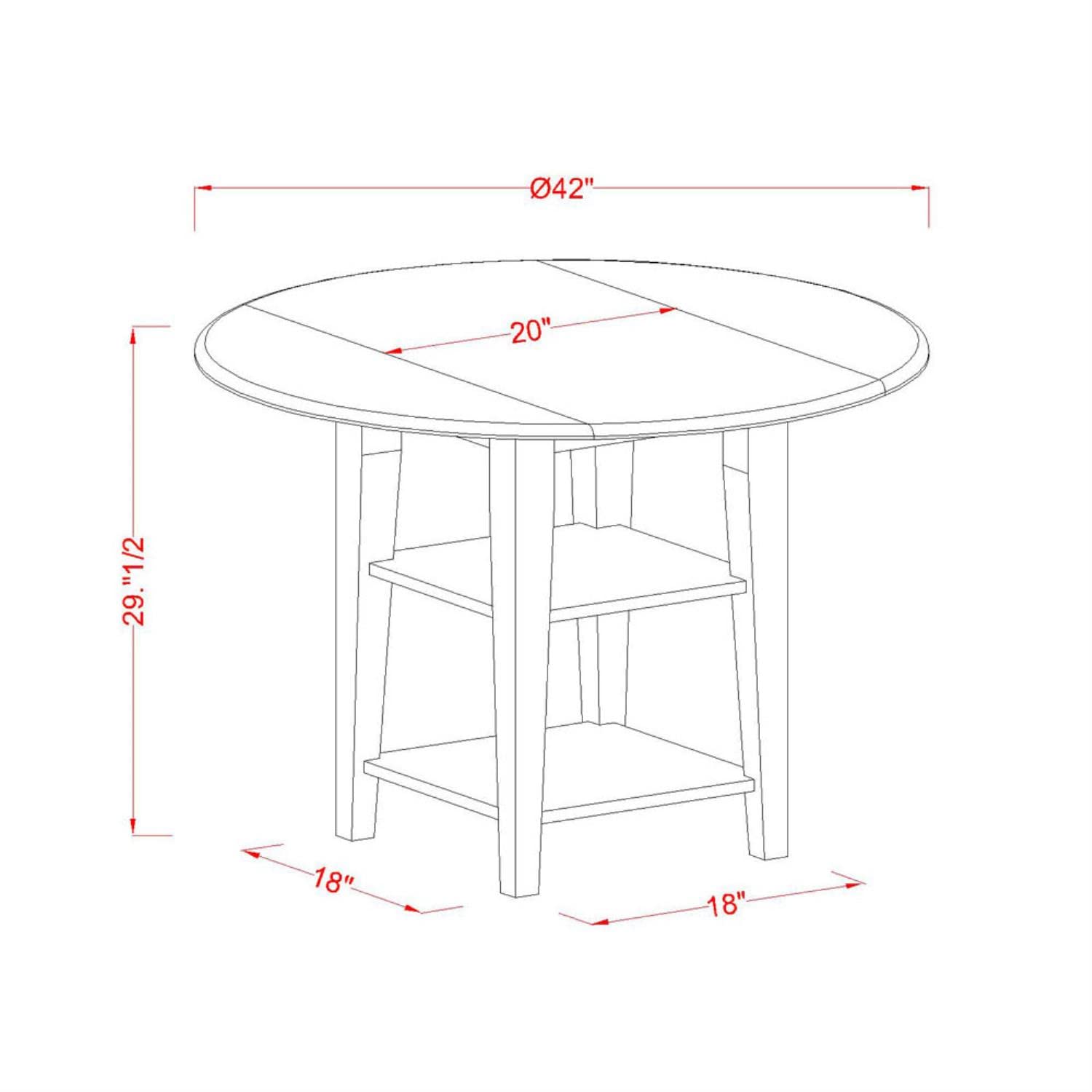 East West Furniture Supf5-Bch-W 5 Piece Dining Set Includes A Round Dining Table With Dropleaf & Shelves And 4 Kitchen Chairs, 42X42 Inch, Black & Cherry