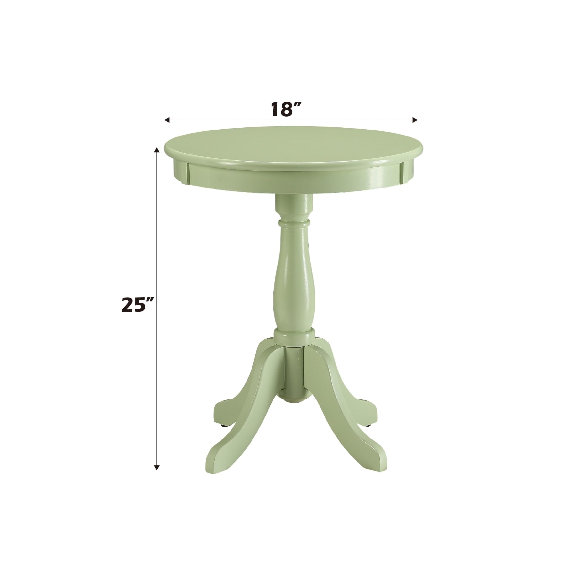 Acme Alger Wooden Round End Table In Light Green