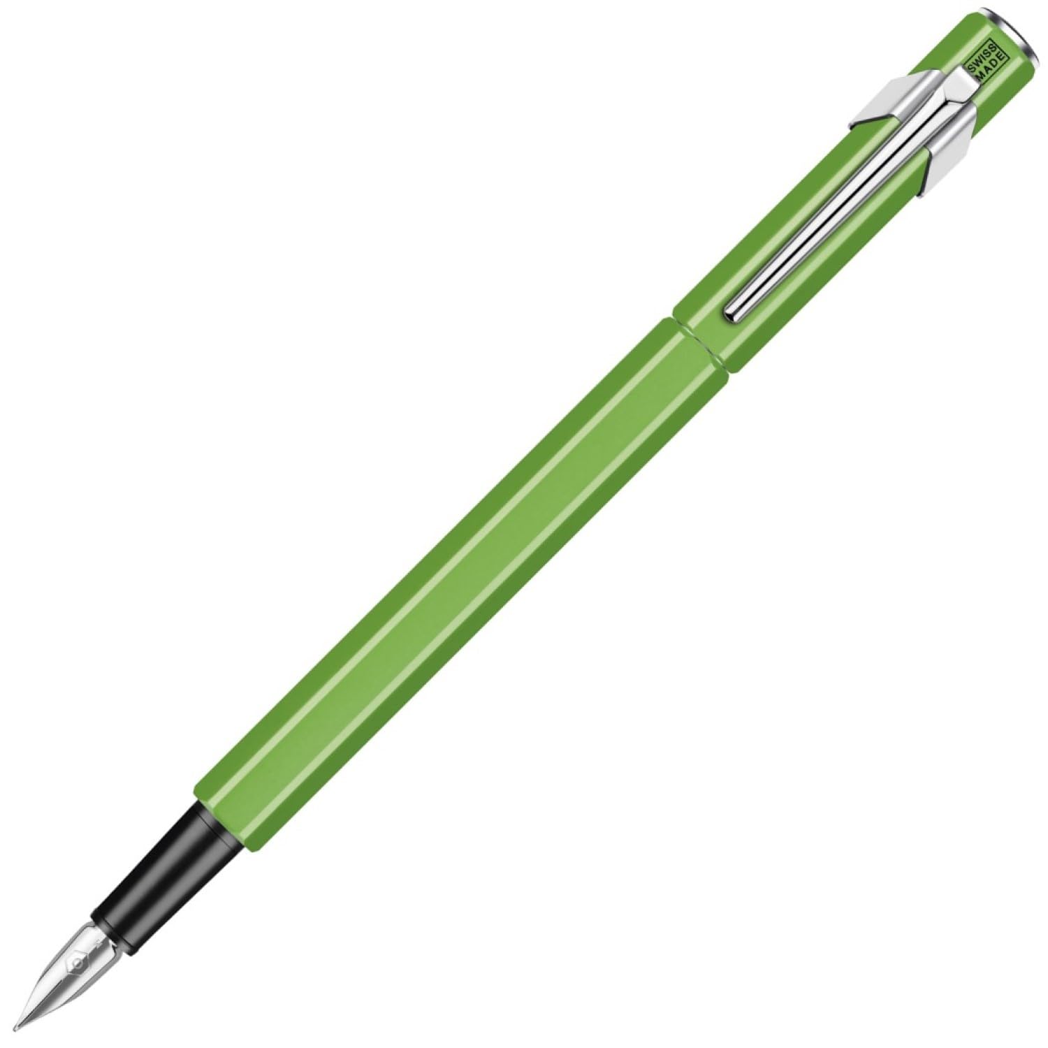 Caran D'Ache Medium Fountain Pen, Medium Point, 849 0840-230, Fluorescent Green, Dual Use, Genuine Imported
