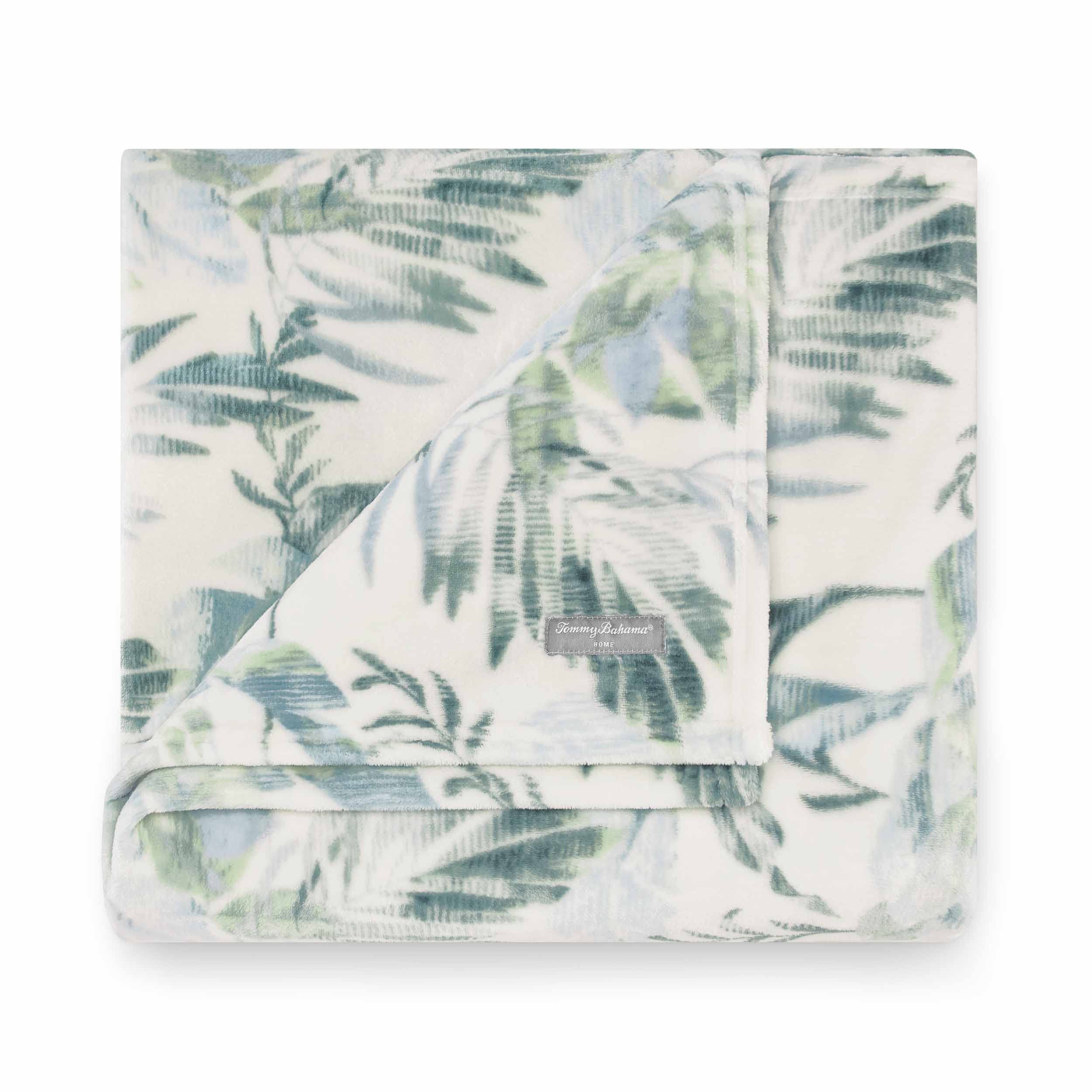 Tommy Bahama - Throw Blanket, Plush Fleece Bedding, Tropical Home Decor For Bed Or Couch (Wallpaper Leaves Green, 50' X 70')
