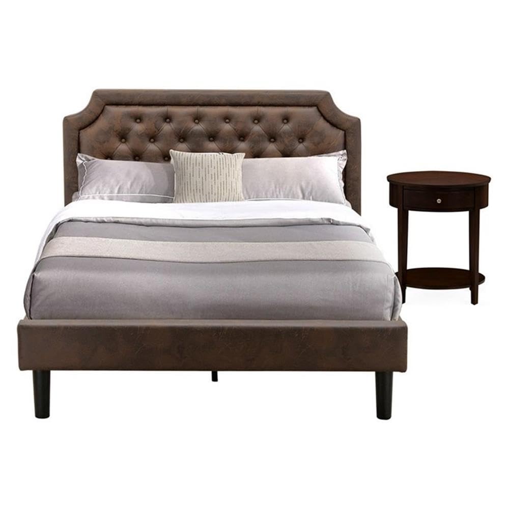 East West Furniture GB25Q-1HI0M 2-Piece Bedroom Set -Mid Century Bed and 1 Night Stand (Antique Mahogany)