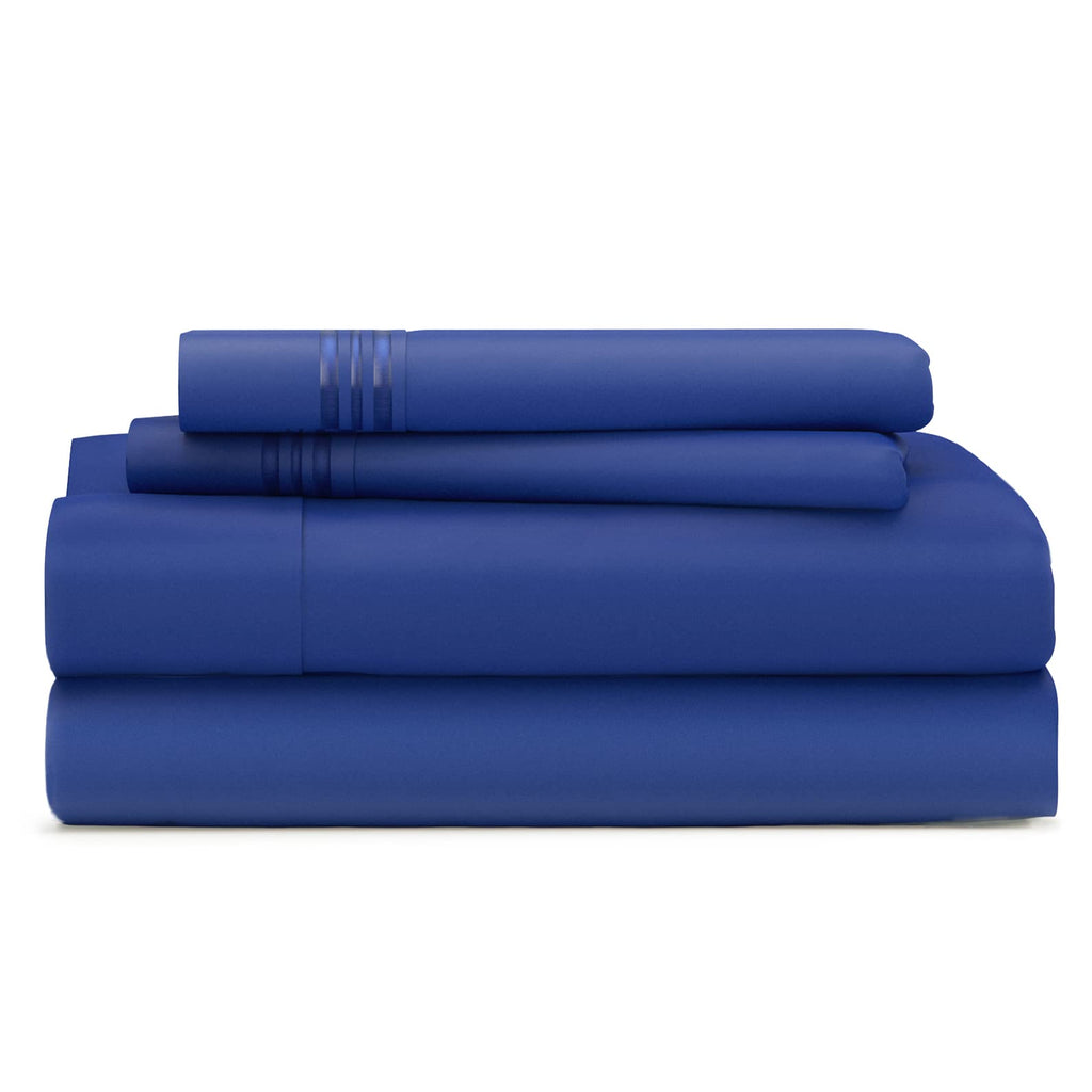 King Size Bed Sheets - Royal Blue Luxury Sheet Set - Deep Pocket - Super Soft Hotel Bedding - Cool & Wrinkle Free - 1 Fitted, 1 
