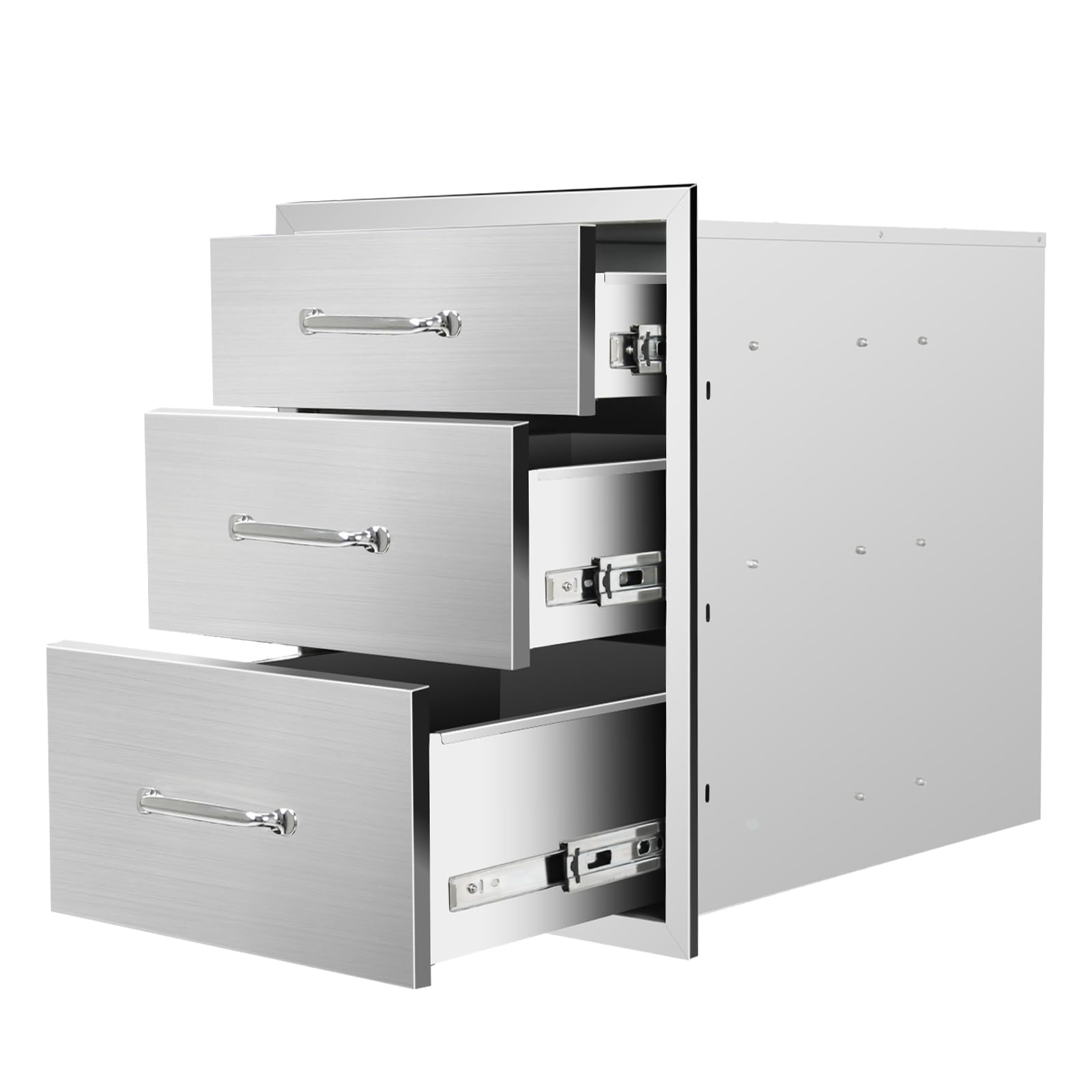 Sgolan Outdoor Kitchen Drawers 18'Wx 23'H X 23'D Triple Bbq Drawers Stainless Steel Built-In Drawer For Outdoor Kitchen Islan