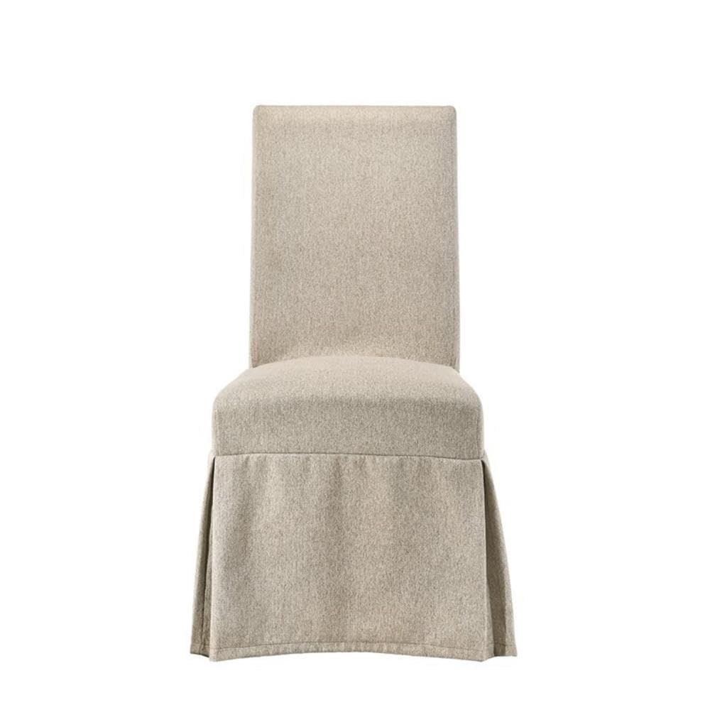 Acme Faustine Side Chair in Tan Fabric and Salvaged Light Oak