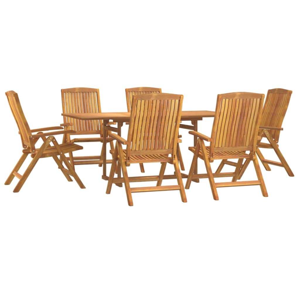 vidaXL Garden Dining Set 7 Piece Outdoor Furniture Set Wooden Patio Backyard Terrace Lounge Table and Bench Chair Seating Solid Wood Teak