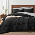 Bedelite King Size Comforter Set 7 Pieces Bed In A Bag - Soft Microfiber Reversible Black Bed Set With Comforters, Sheets, Pillo