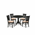 East West Furniture Anva5-Blk-C 5 Piece Dining Room Furniture Set Includes A Round Dining Table With Pedestal And 4 Linen Fabric Upholstered Chairs, 36X36 Inch, Black