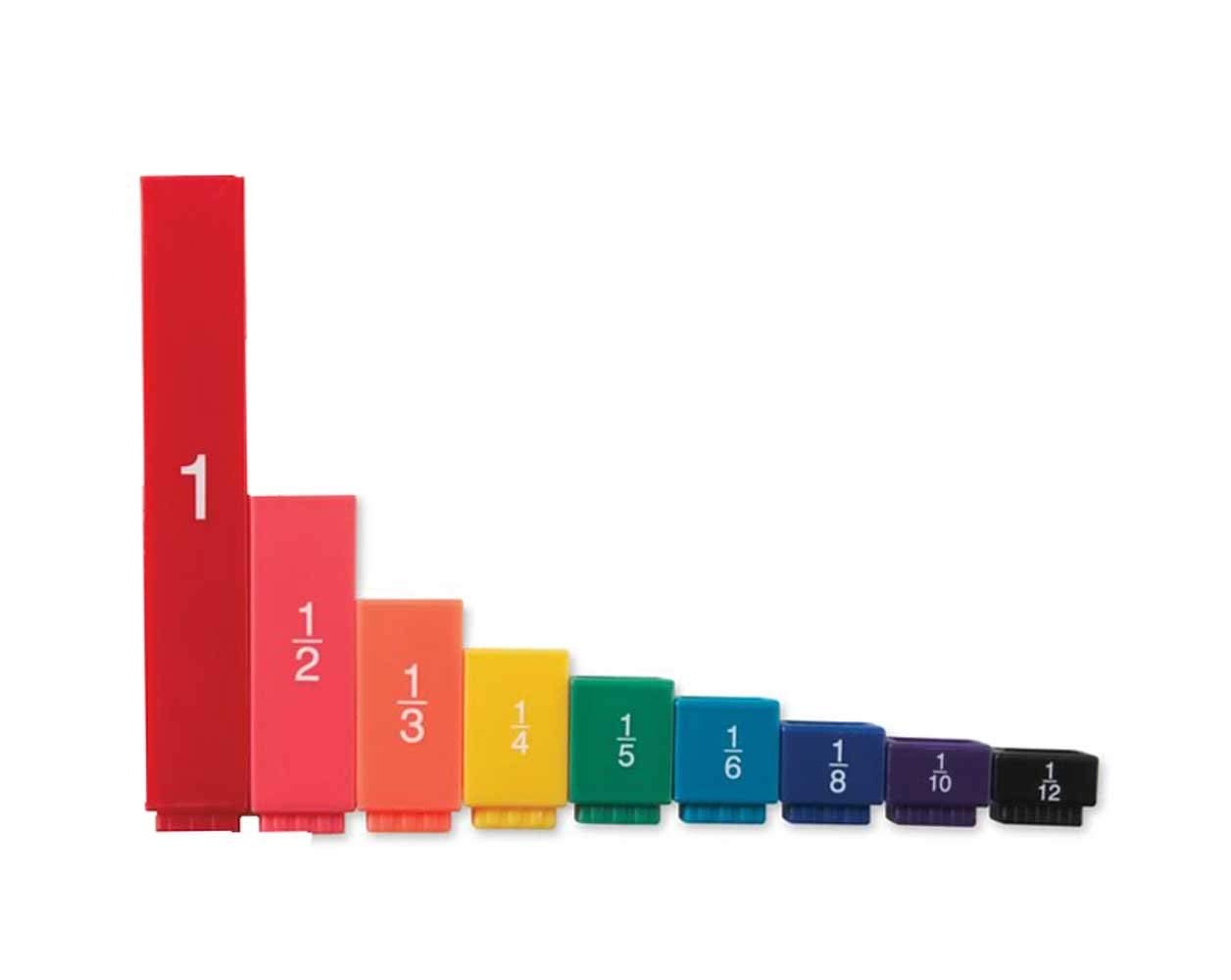 Hand2Mind Rainbow Fraction Tower Equivalency Cubes, Decimal Fraction Equivalency, Math Blocks, Montessori Math Rods, Fraction Ma