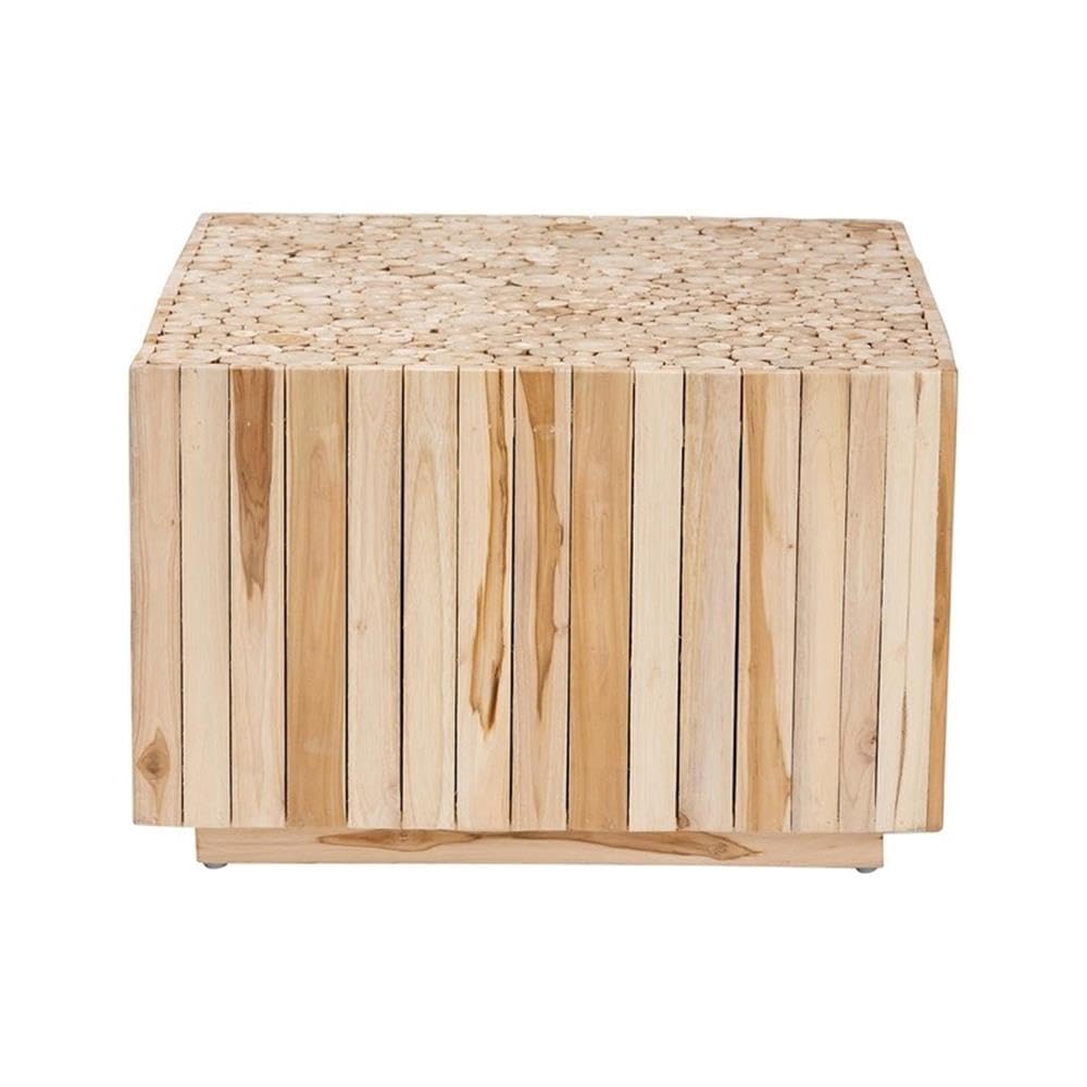bali & pari Augusta Teak Wood Coffee Table with Unique Repurposed Wood Logs