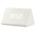 OCT17 Wooden Wood Clock, New Version LED Alarm Digital Desk Clock Adjustable Brightness, Alarm Time, Displays Time Date Temperat