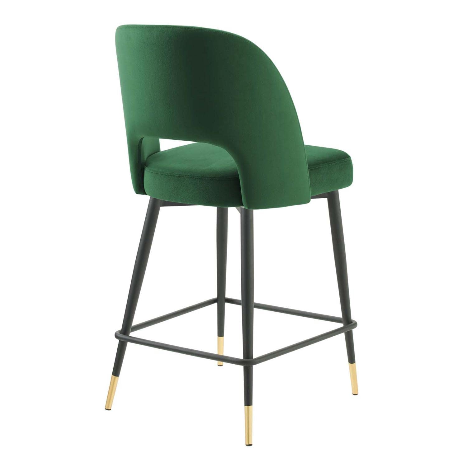 Modway Rouse Performance Velvet Counter Stool in Emerald with Black Legs